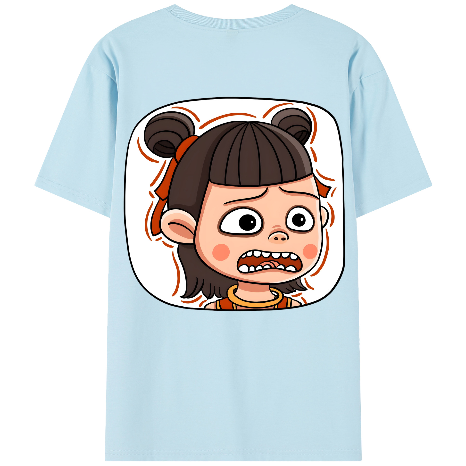 （画像用） Ne Zha 2 ナタ 魔童の大暴れ 綿100％半袖Tシャツ（背面プリント）